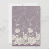 オーキッド パープル ホワイトレース フローラル ロマンチック ウェディング 招待状 (裏面)