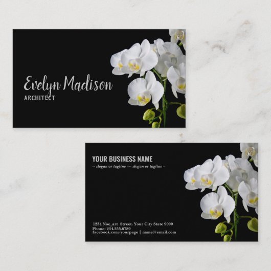 オーキッド-フラワー 名刺 (正面/裏面)