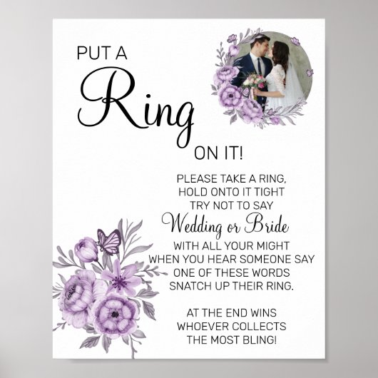 オーキッド プット ア リング ブライダルシャワー ゲーム サイン (正面)