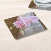 オーキッ素朴ドエレガンスカントリー結婚ズ スクエアペーパーコースター (アングル)