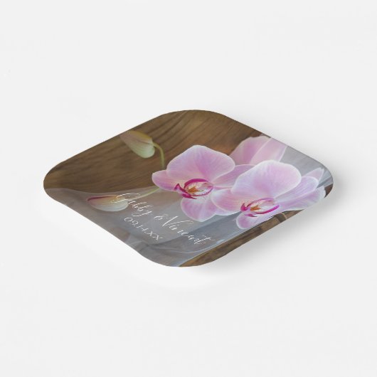 オーキッ素朴ドエレガンスカントリー結婚ズ ペーパープレート (傾斜あり)