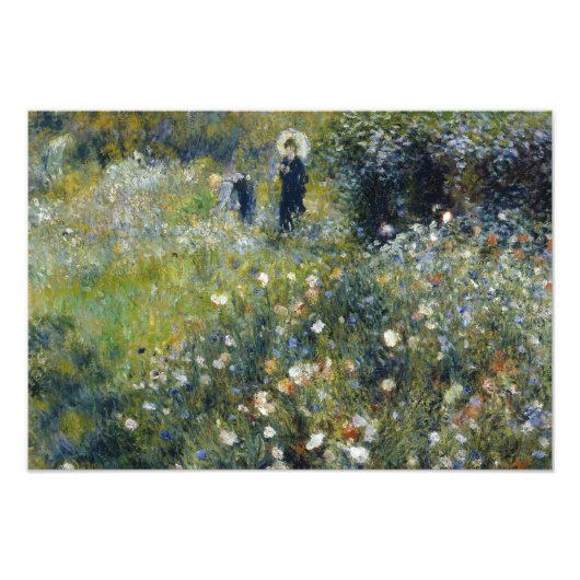 オーギュストルノアール – 庭に日傘を持つ女性 フォトプリント            (正面)