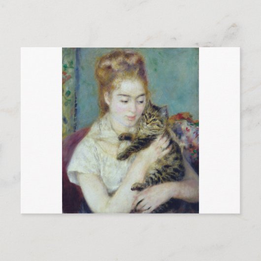 オーギュストルノアール – 猫を飼った女性 ポストカード (正面)