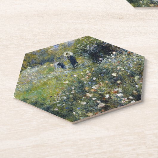 オーギュスト・ルノアールの庭に日傘を持った女性 ペーパーコースター (アングル)