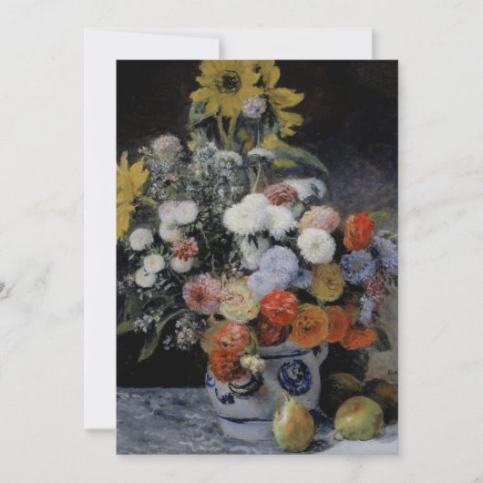 オーギュスト・ルノワール - 陶器の花瓶の混合花 招待状 (正面)