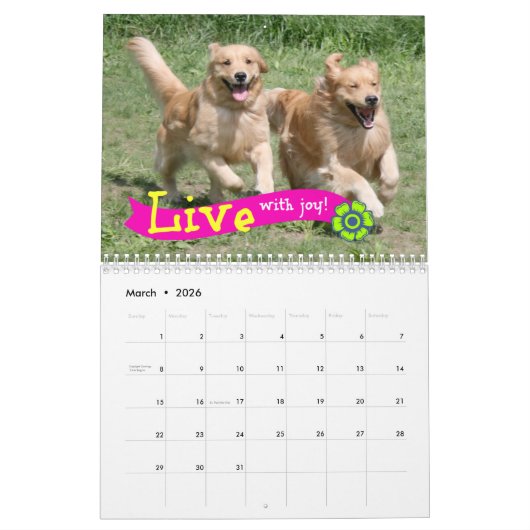 オーギーとティの2022ゴールデンレトリバー犬カレンダー カレンダー (3月 2026)