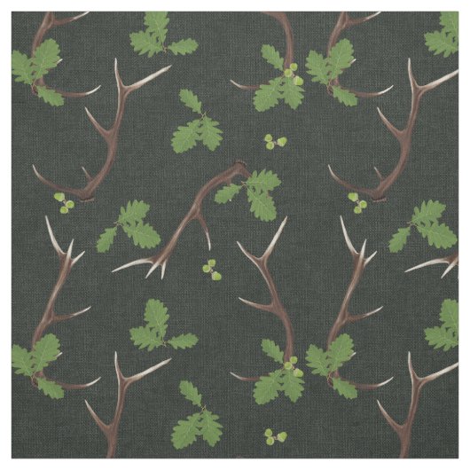 オークと〔雄ジカの〕枝角 ファブリック (見本)