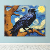 オークの古木の星空の夜の烏 キャンバスプリント (インサイチュ (ウッドフロア))