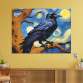 オークの古木の星空の夜の烏 キャンバスプリント (インサイチュ (リビング))