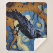 オークの古木の星空の夜の烏 シェルパブランケット (正面)