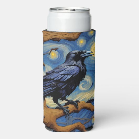 オークの古木の星空の夜の烏 スリム缶クーラー (Seltzer裏面)