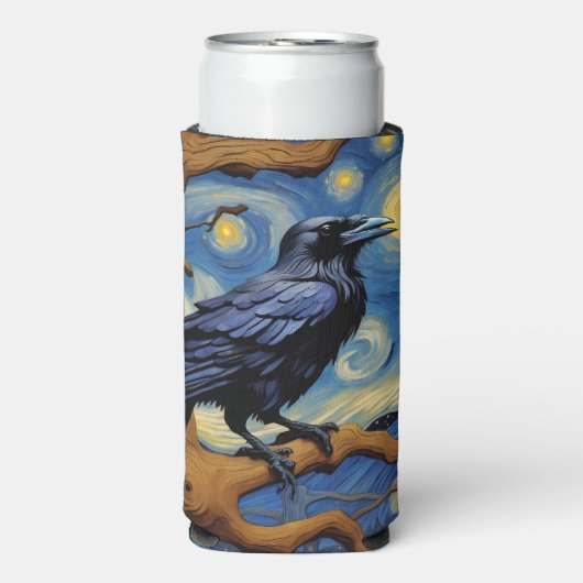 オークの古木の星空の夜の烏 スリム缶クーラー (Seltzer正面)