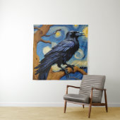 オークの古木の星空の夜の烏 タペストリー (インサイチュ)