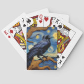 オークの古木の星空の夜の烏 トランプ (裏面)