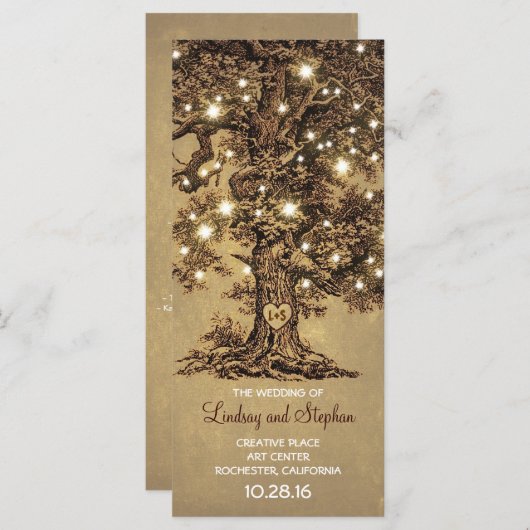 オークの古木の素朴な結婚式プログラム プログラム (正面/裏面)