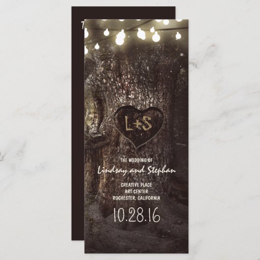 オークの古木の素朴な結婚式プログラム プログラム (正面/裏面)