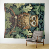 オークの木に生えたフクロウ タペストリー (インサイチュ(横))