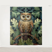オークの木に生えたフクロウ タペストリー (正面)