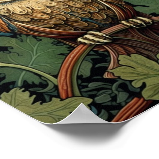 オークの木に生えたフクロウ ポスター (角)