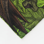 オークの木に生えた緑と茶色のフクロウ フリースブランケット (角)