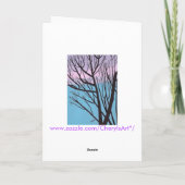 オークの木のシルエット、ラベンダースカイグリーティングカード カード (裏面)