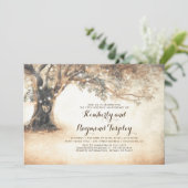 オークの木のストリングライトを使ったナチュラルなウェディングアニバーサリー 招待状 (スタンド正面)