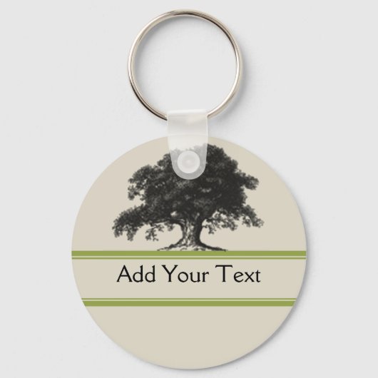 オークの木のプランテーションinグリーン キーホルダー (正面)