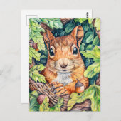 オークの木の小リス ポストカード (正面/裏面)