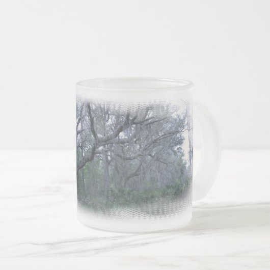 オークの木の曇らされたコップのスペインのなコケ フロストグラスマグカップ (正面右)