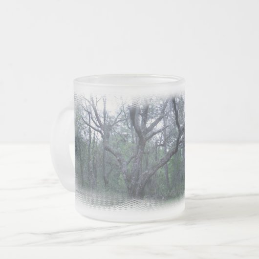 オークの木の曇らされたコップのスペインのなコケ フロストグラスマグカップ (正面左)