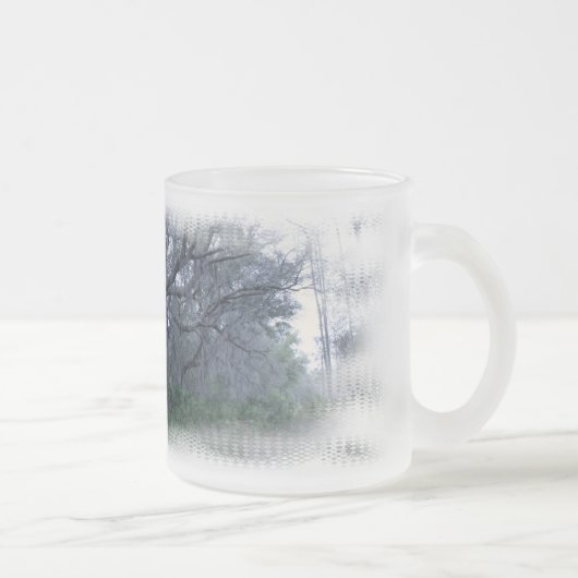 オークの木の曇らされたコップのスペインのなコケ フロストグラスマグカップ (右)