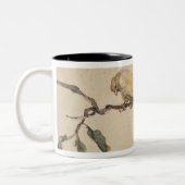 オークの木の枝のカナリア ツートーンマグカップ (左)