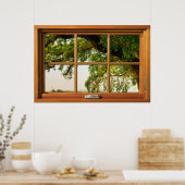 オークの木の枝の木の窓の幻想 ポスター (キッチン)