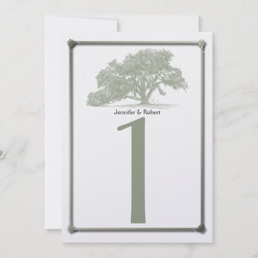 オークの木の植樹式　結婚式　テーブル番号 招待状 (正面)