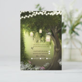オークの木の素朴な魔法の森の庭園への返信招待 出欠カード (スタンド正面)