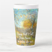 オークの木立の水絵画色の秋の黄金 カフェラテマグ (正面)