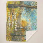 オークの木立の水絵画色の秋の黄金 シェルパブランケット (正面)