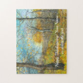 オークの木立の水絵画色の秋の黄金 ジグソーパズル (縦)