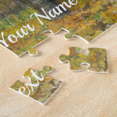 オークの木立の水絵画色の秋の黄金 ジグソーパズル (側面)