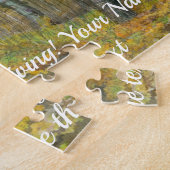 オークの木立の水絵画色の秋の黄金 ジグソーパズル (側面)