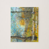 オークの木立の水絵画色の秋の黄金 ジグソーパズル (縦)