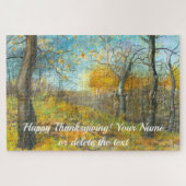 オークの木立の水絵画色の秋の黄金 ジグソーパズル (横)