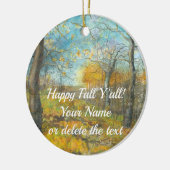 オークの木立の水絵画色の秋の黄金 セラミックオーナメント (左)