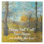 オークの木立の水絵画色の秋の黄金 タイル (正面)