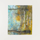 オークの木立の水絵画色の秋の黄金 タペストリー (正面)