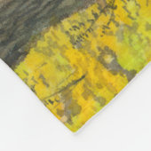 オークの木立の水絵画色の秋の黄金 フリースブランケット (角)