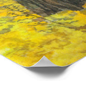 オークの木立の水絵画色の秋の黄金 ポスター (角)