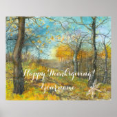 オークの木立の水絵画色の秋の黄金 ポスター (正面)