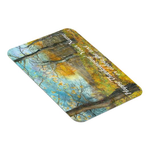 オークの木立の水絵画色の秋の黄金 マグネット (右側)