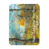 オークの木立の水絵画色の秋の黄金 マグネット (縦)